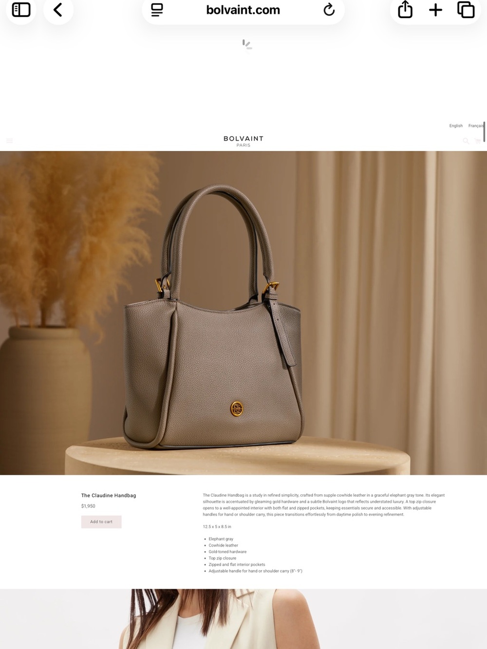 Claudine Pebbled Leather Shoulder Bag in Taupe
